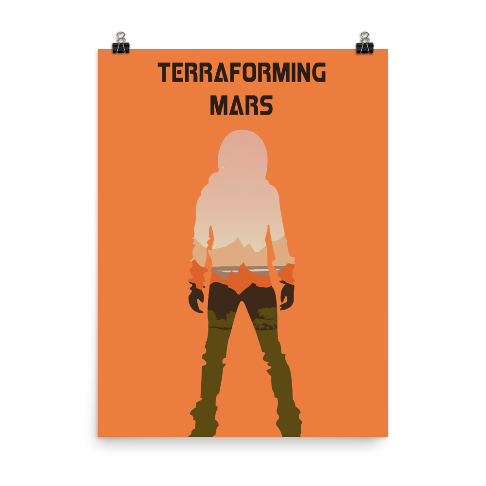 Terraforming Mars Board Game Orange Silhouette Art Poster