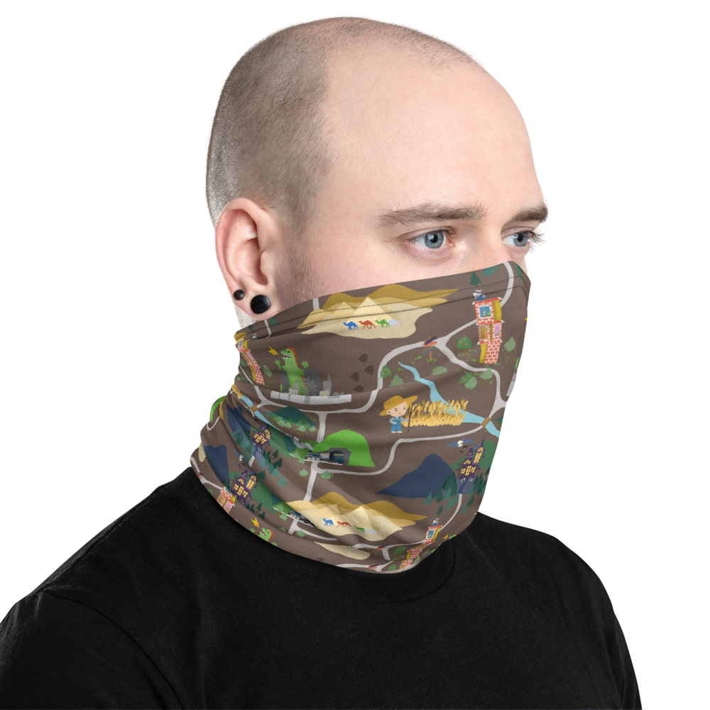 Board Game Map (Brown) Inspired Unisex Neck Gaiter/ Face Mask