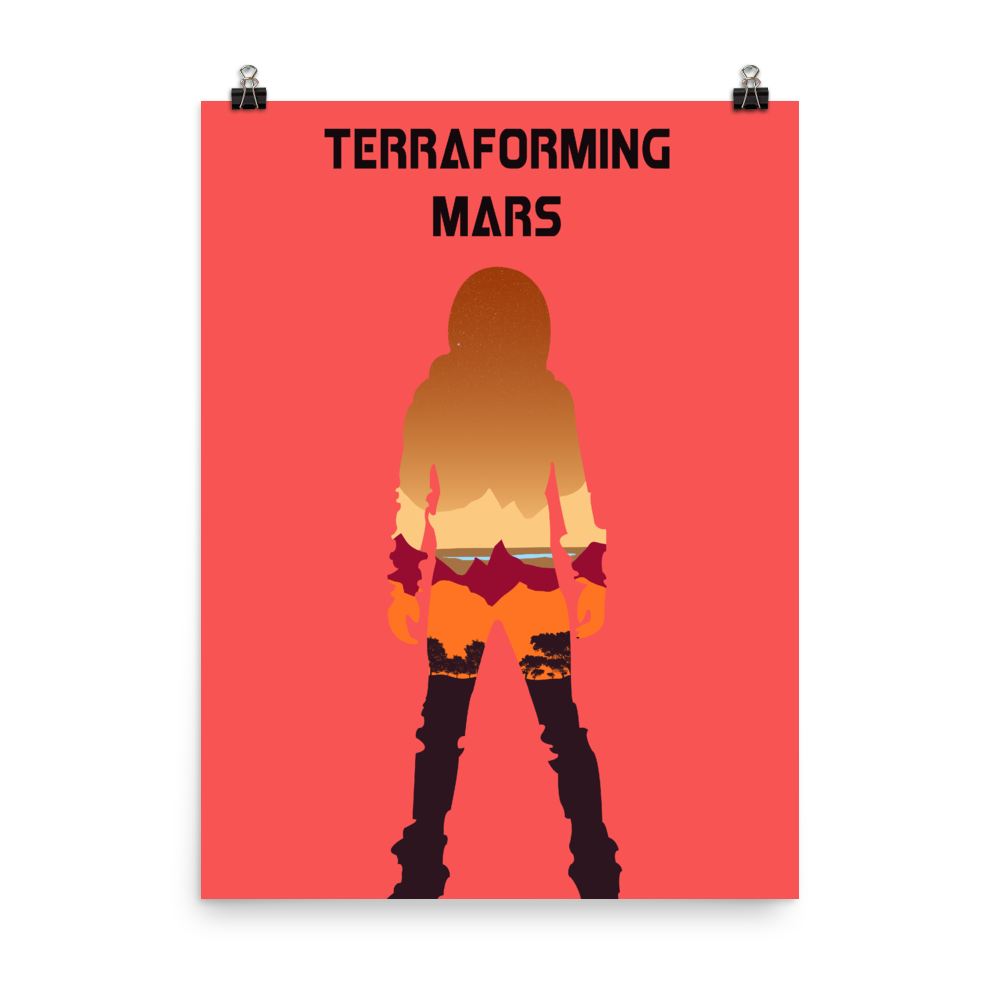 Terraforming Mars Board Game Red Silhouette Art Poster