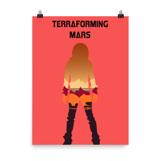 Terraforming Mars Board Game Red Silhouette Art Poster