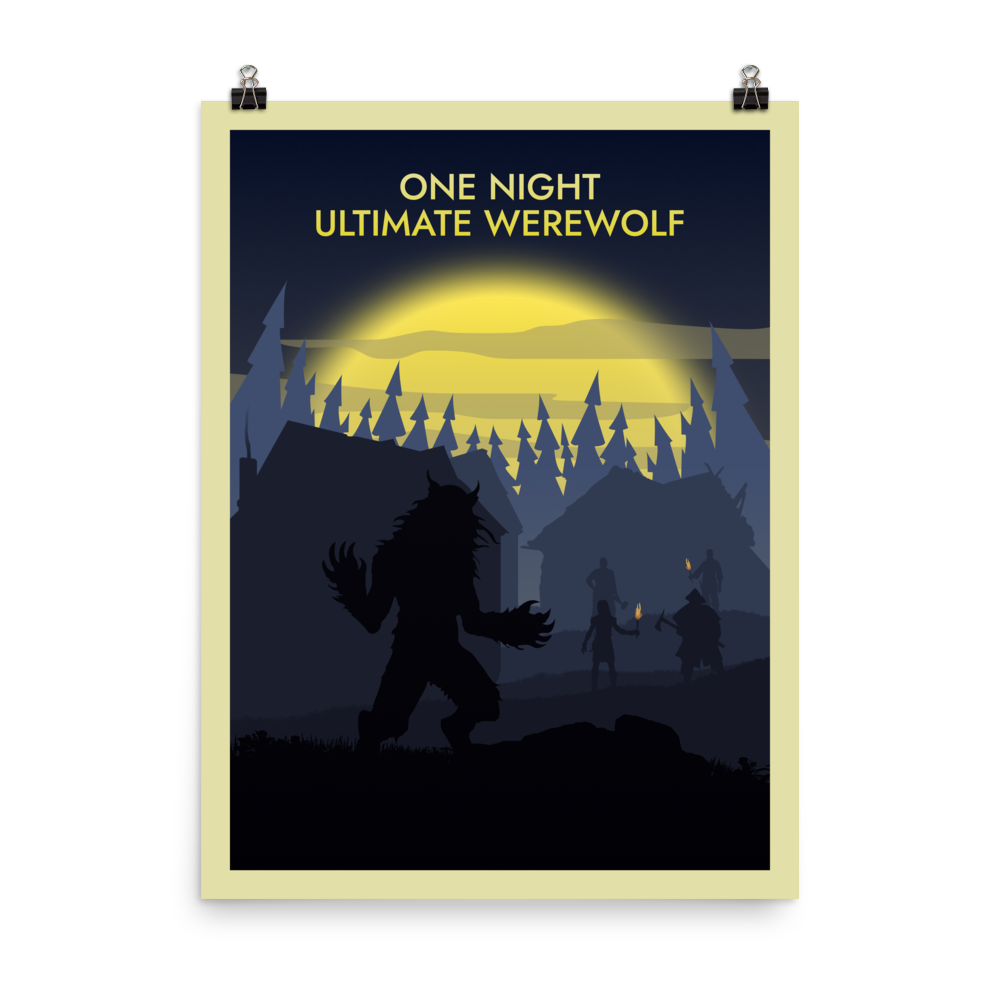One Night Ultimate Werewolf Minimalist Board Game Art Poster