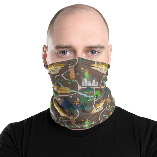 Board Game Map (Brown) Inspired Unisex Neck Gaiter/ Face Mask