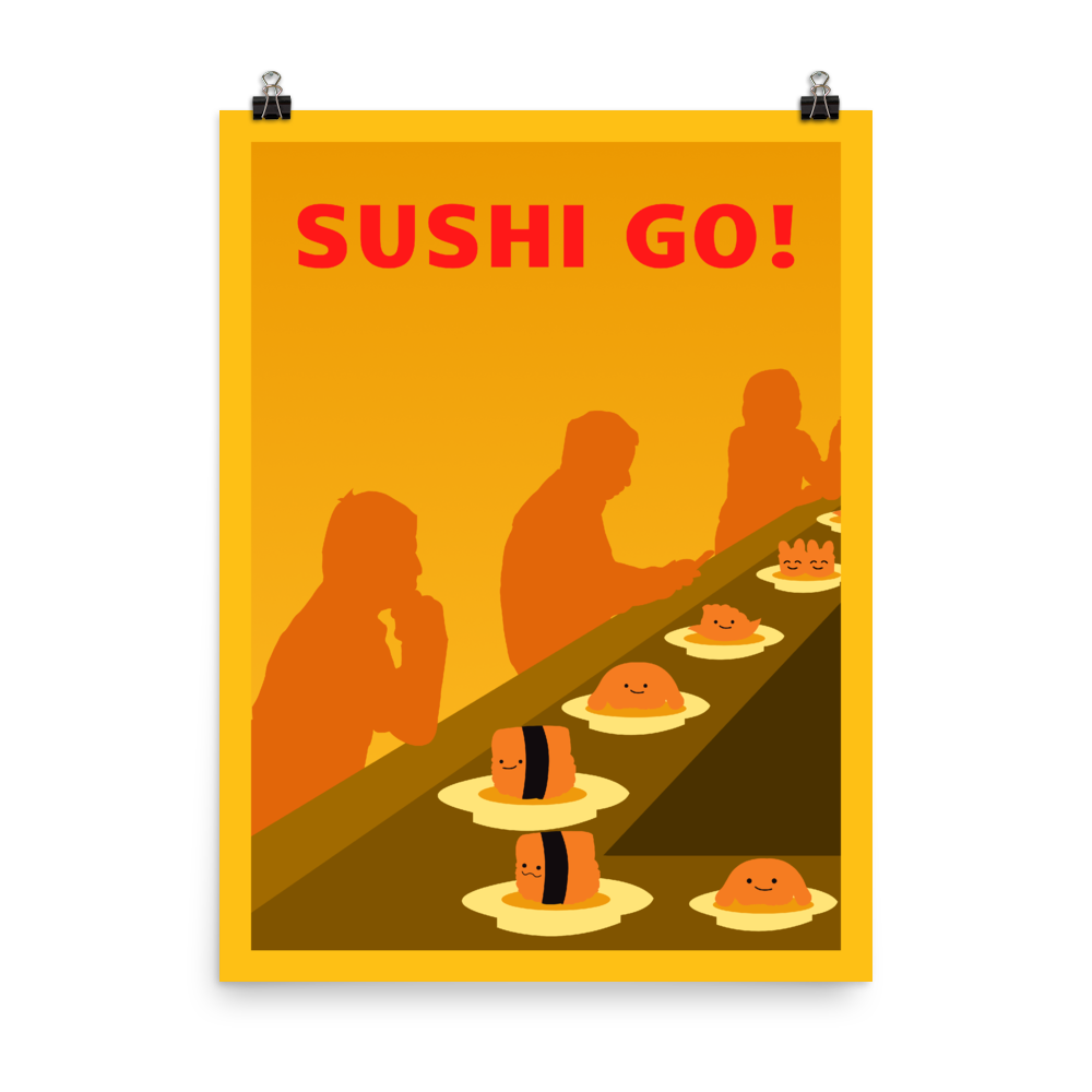 Sushi Go Minimalist Board Game Art Poster