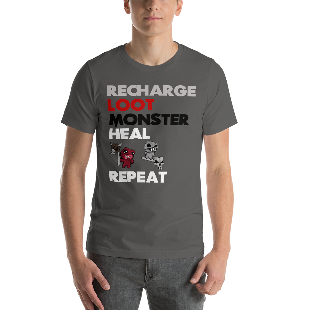 The Binding of Isaac - Recharge, Loot, Monster, Heal, Repeat Unisex T-Shirt