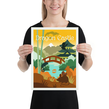 Dragon Castle Minimalist Board Game Art Poster