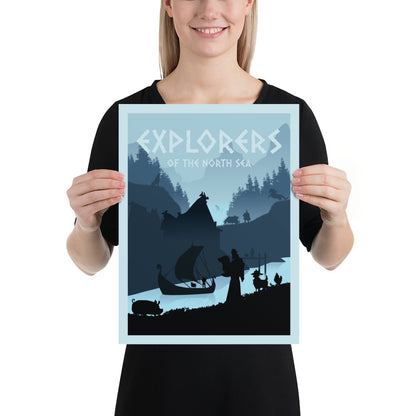 Explorers of the North Sea Minimalist Board Game Art Poster