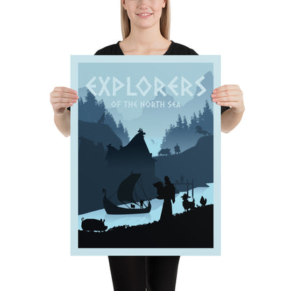 Explorers of the North Sea Minimalist Board Game Art Poster
