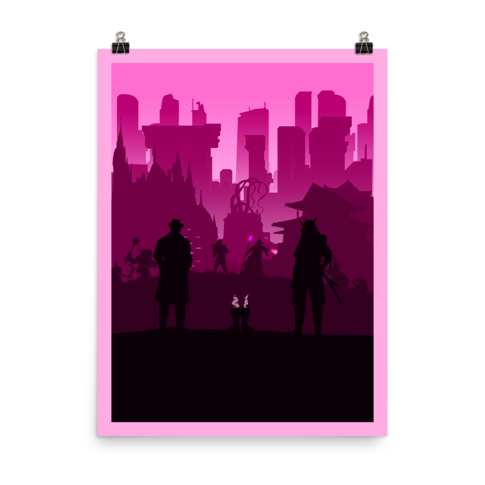 Tabletop RPG (Pink) Board Game Mechanic Minimalist Board Game Art Poster