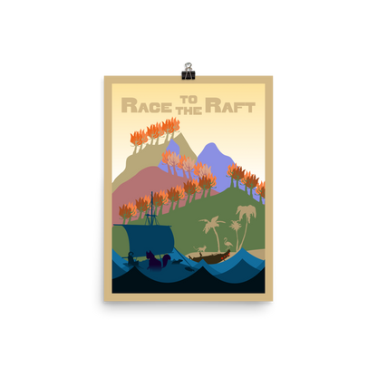 Race to the Raft Minimalist Board Game Art Poster