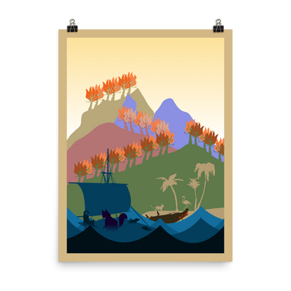 Race to the Raft Minimalist Board Game Art Poster