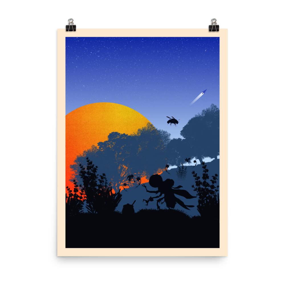 Apiary (Night) Minimalist Board Game Art Poster