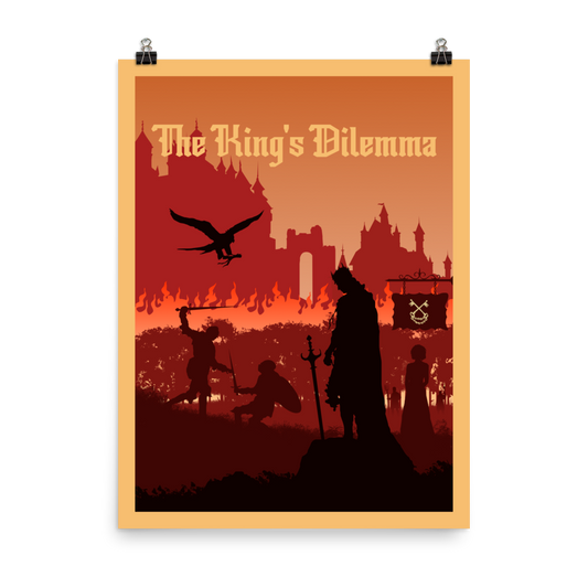 The King's Dilemma Minimalist Board Game Art Poster