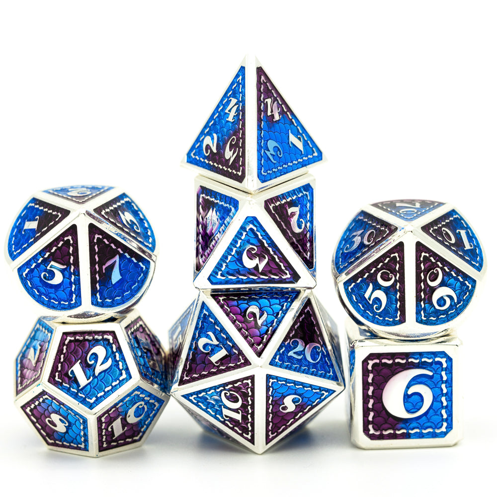 Dragon Scale Metal Meeple Dungeon Dice Set