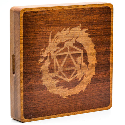 2 in 1 Sapele Wood Dice Storage Box Meeple Dungeon Dice Accessories
