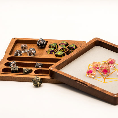 2 in 1 Sapele Wood Dice Storage Box Meeple Dungeon Dice Accessories