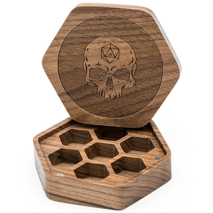 Wooden Hexagonal Walnut Wood Dice Storage Box Meeple Dungeon Dice Accessories
