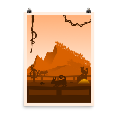 The Isle of Cats (Orange) Minimalist Board Game Art Poster (Authorised)