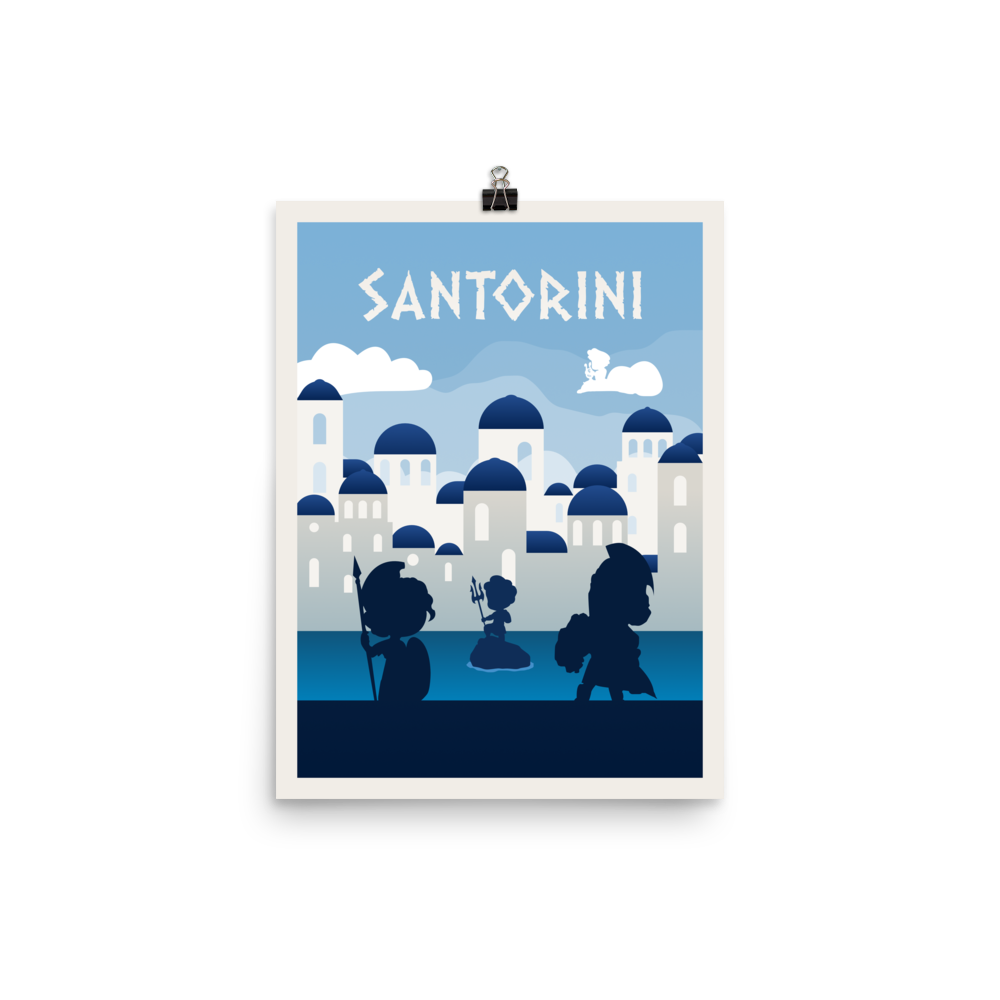 Santorini Minimalist Board Game Art Poster