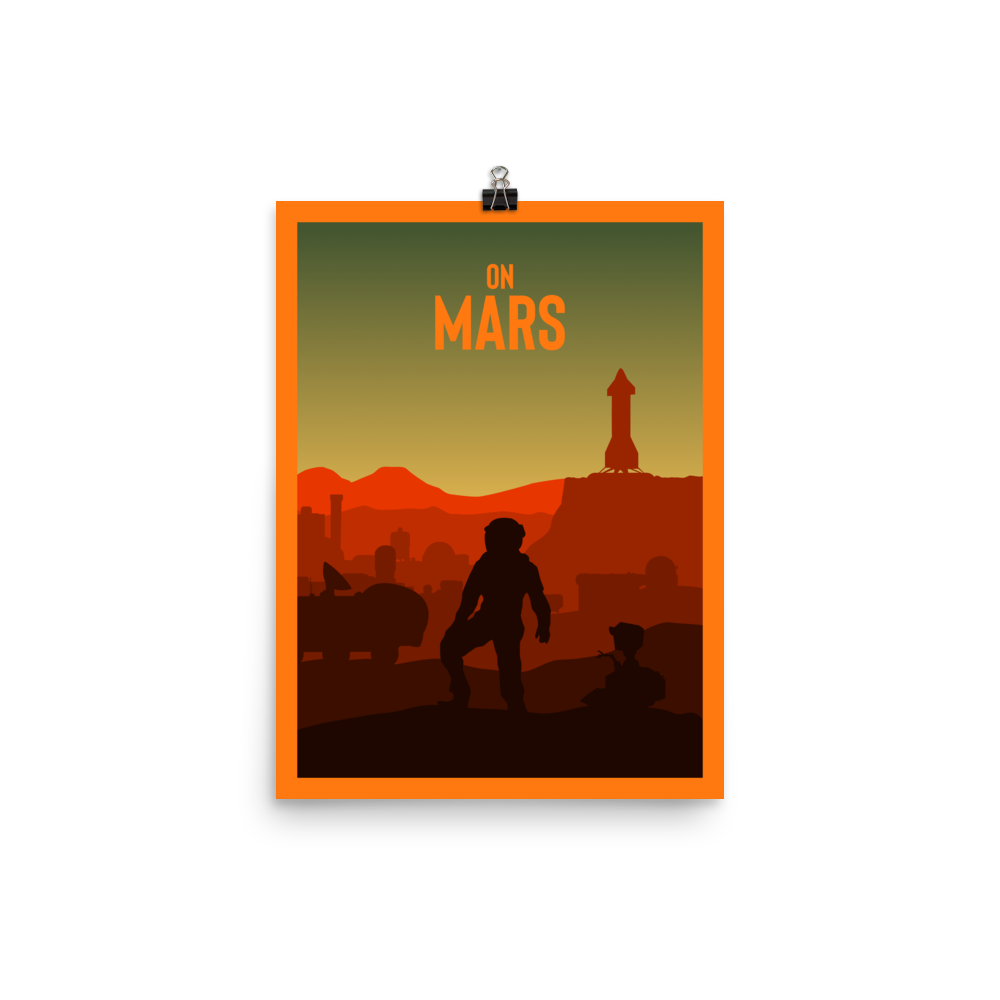 On Mars Minimalist Board Game Art Poster