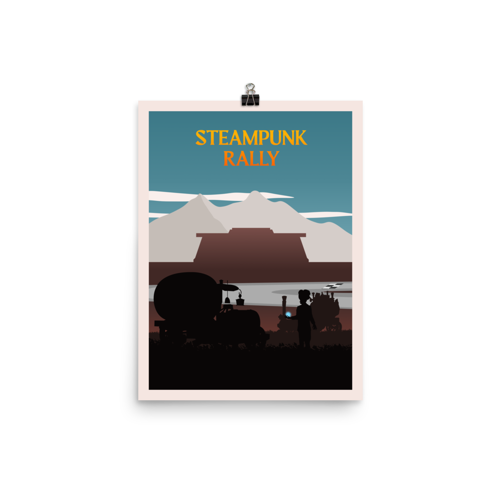 Steampunk Rally Minimalist Board Game Art Poster
