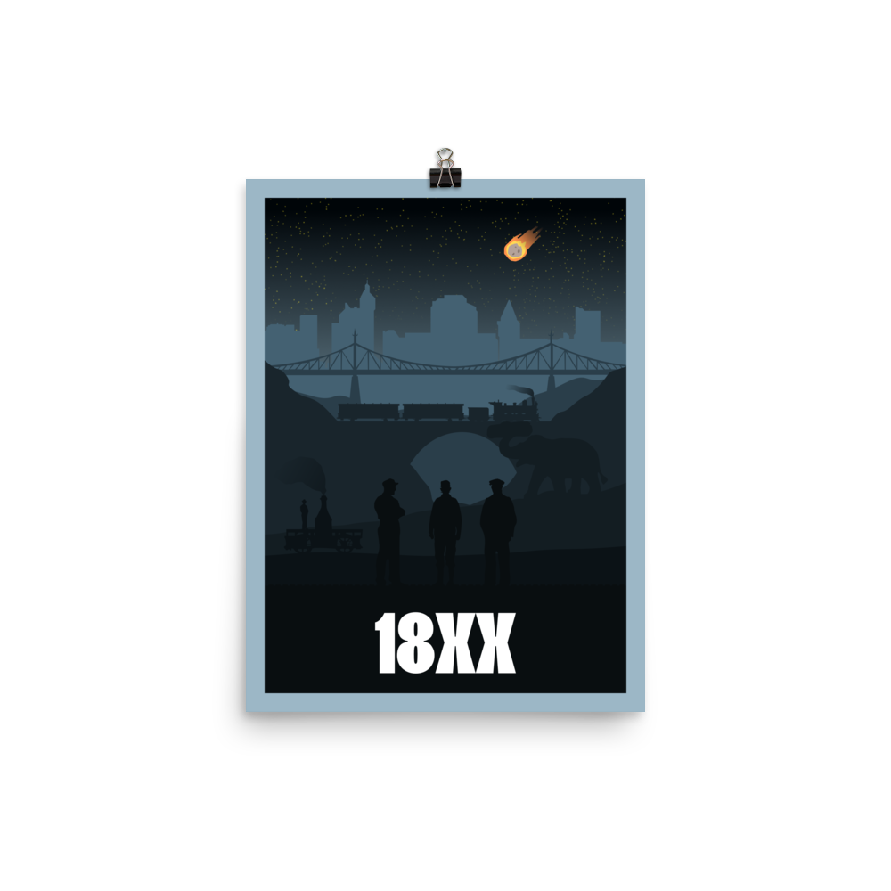 18XX (Night) Board Game Mechanic Minimalist Board Game Art Poster