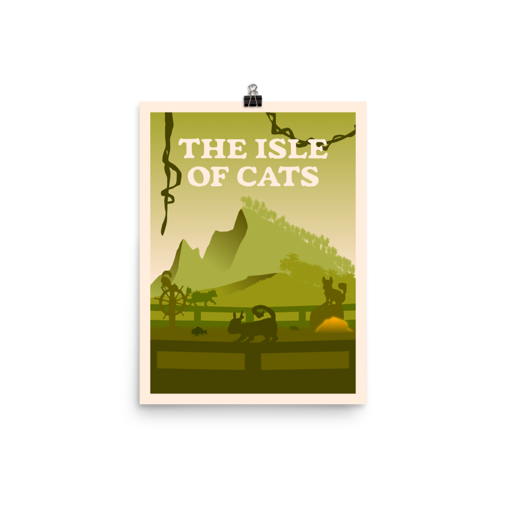 The Isle of Cats (Green) Minimalist Board Game Art Poster