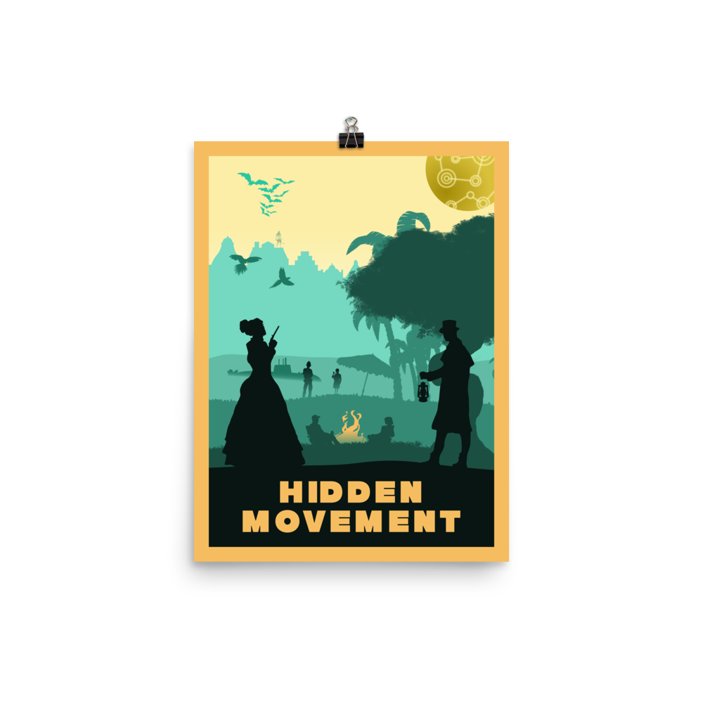 Hidden Movement Board Game Mechanic Minimalist Board Game Art Poster