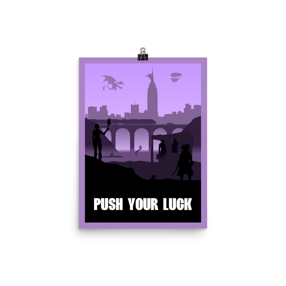 Push Your Luck Board Game Mechanic Minimalist Board Game Art Poster