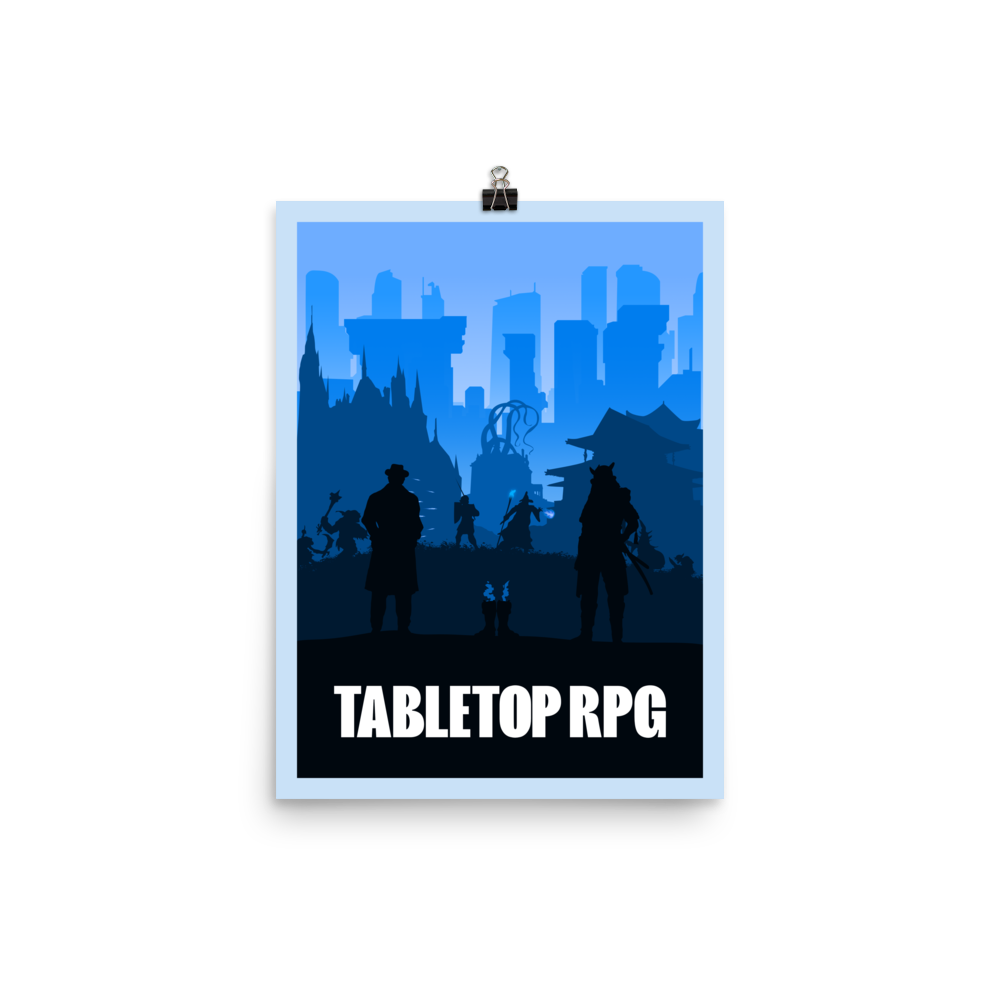 Tabletop RPG (Blue) Board Game Mechanic Minimalist Board Game Art Poster