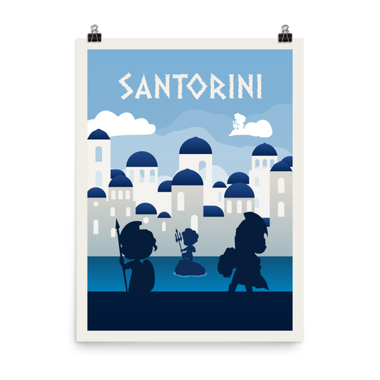 Santorini Minimalist Board Game Art Poster