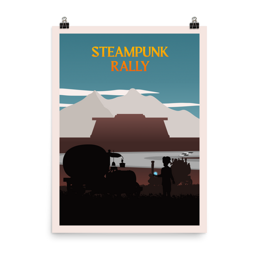 Steampunk Rally Minimalist Board Game Art Poster