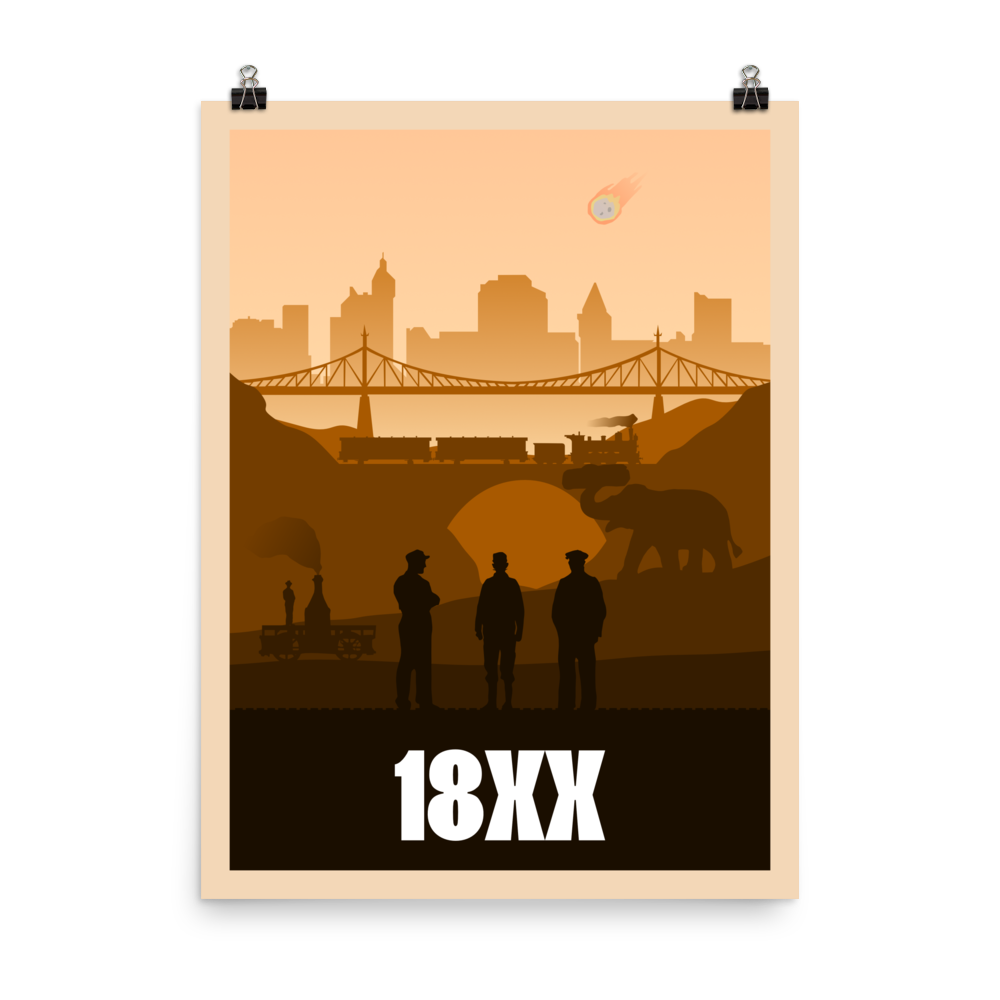 18XX (Day) Board Game Mechanic Minimalist Board Game Art Poster