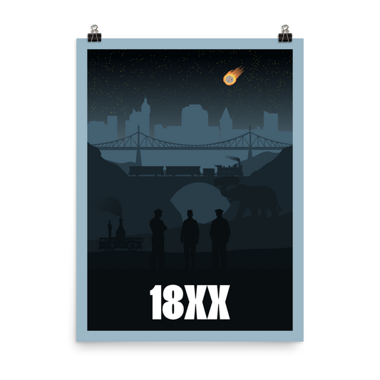 18XX (Night) Board Game Mechanic Minimalist Board Game Art Poster