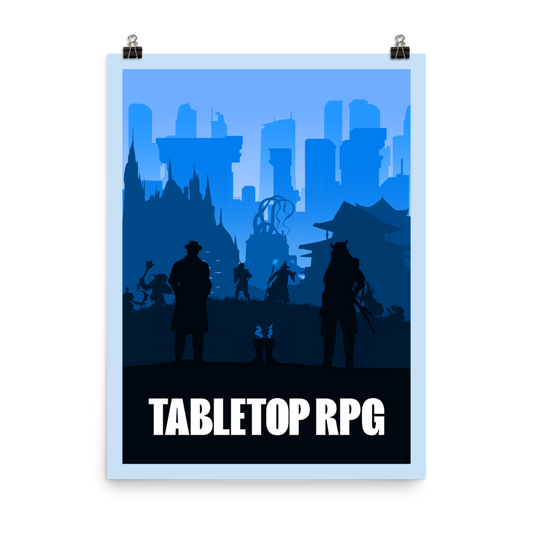Tabletop RPG (Blue) Board Game Mechanic Minimalist Board Game Art Poster
