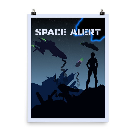 Space Alert Minimalist Board Game Art Poster