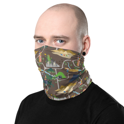 Board Game Map (Brown) Inspired Unisex Neck Gaiter/ Face Mask