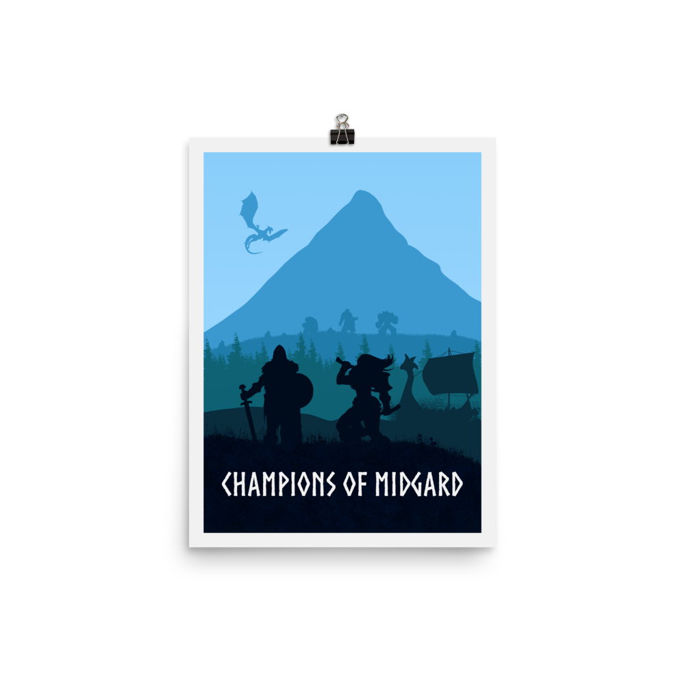 Champions of Midgard Minimalist Board Game Art Poster