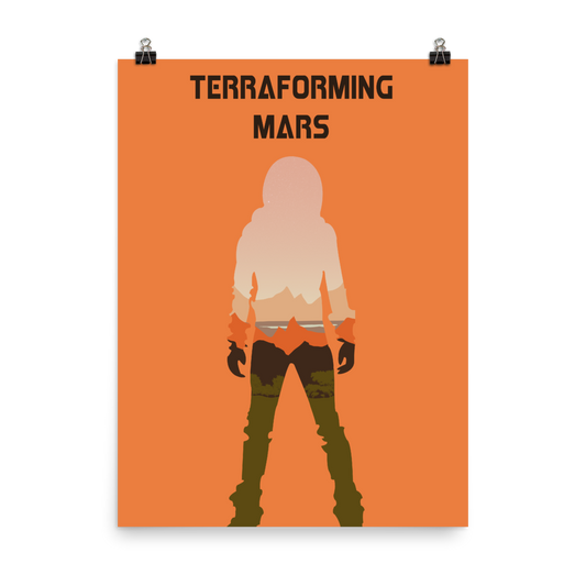 Terraforming Mars Board Game Orange Silhouette Art Poster