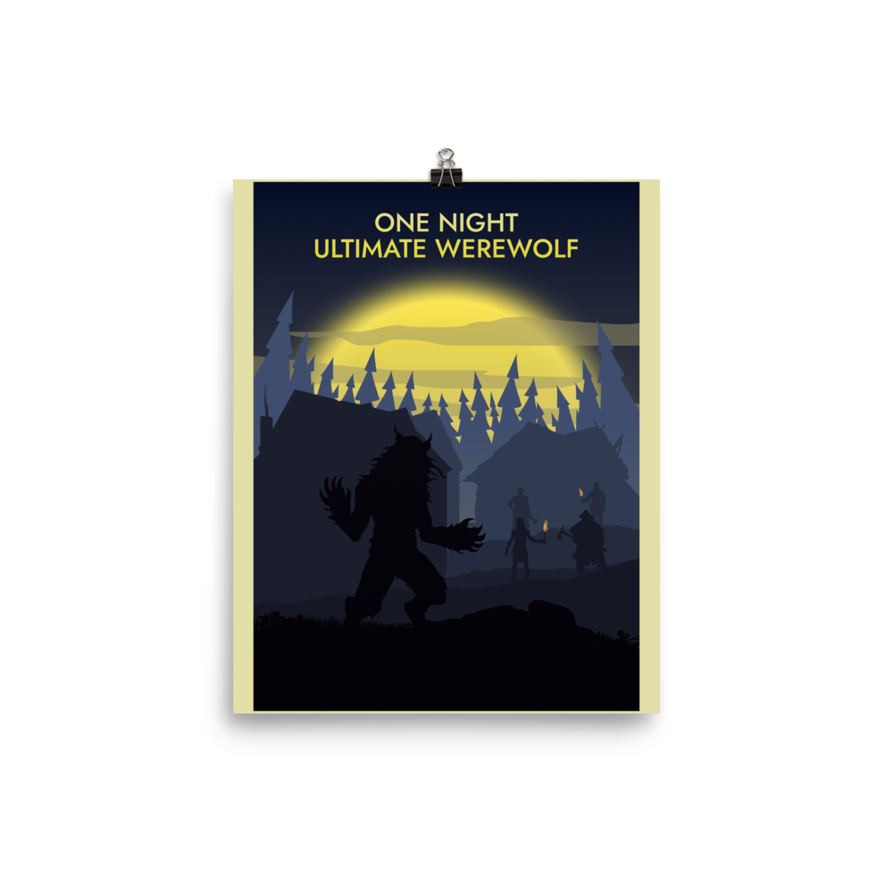 One Night Ultimate Werewolf Minimalist Board Game Art Poster