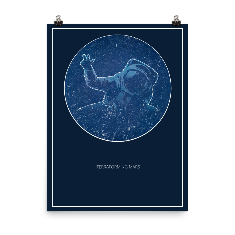Terraforming Mars Board Game Blue Star Constellation Art Poster