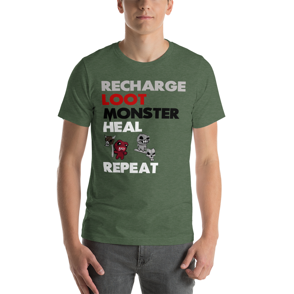 The Binding of Isaac - Recharge, Loot, Monster, Heal, Repeat Unisex T-Shirt