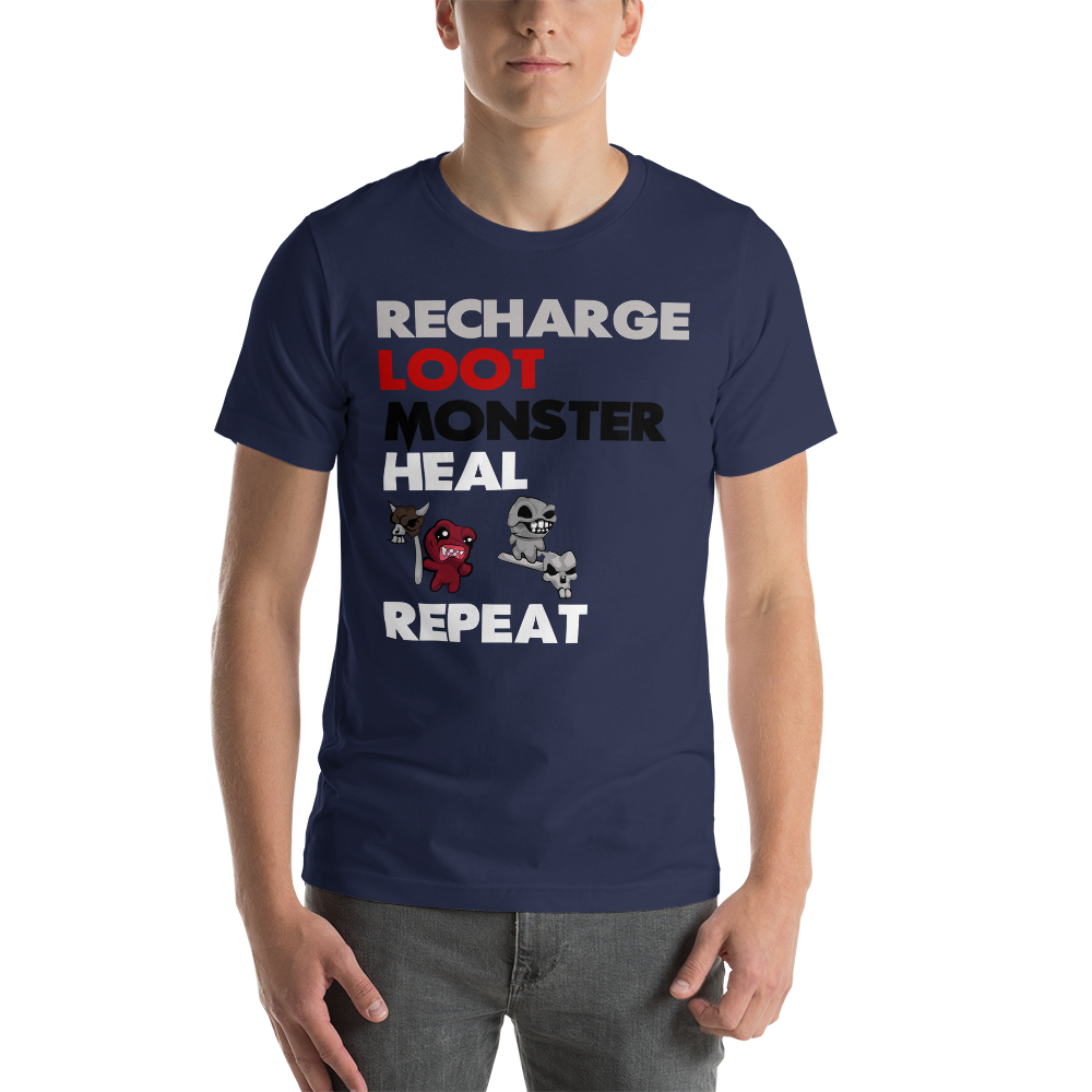 The Binding of Isaac - Recharge, Loot, Monster, Heal, Repeat Unisex T-Shirt