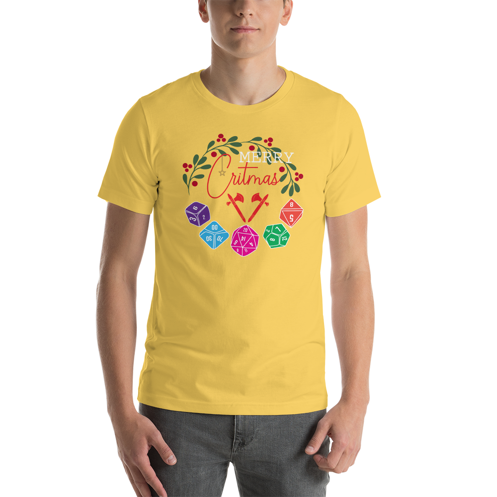 Merry Critmas Wreath and Dice Set Christmas Dungeon RPG Unisex T-Shirt